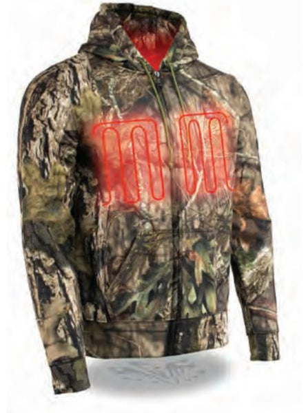 Men’s Zipper Front Mossy Oak® Camo Heated Hoodie W/ Front & Back Heating