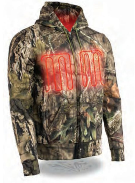 Men’s Zipper Front Mossy Oak® Camo Heated Hoodie W/ Front & Back Heating