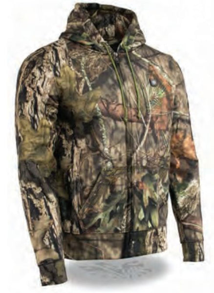 Men’s Zipper Front Mossy Oak® Camo Heated Hoodie W/ Front & Back Heating