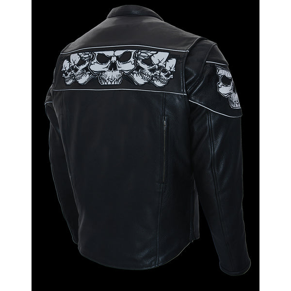 Men’s Crossover Scooter Jacket w/ Reflective Skulls and Cool Tec technology
