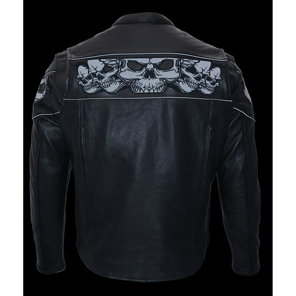 Men’s Crossover Scooter Jacket w/ Reflective Skulls and Cool Tec technology