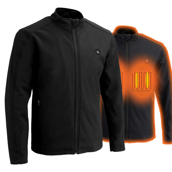 Men’s Zipper Front Heated Soft Shell Jacket w/ Front & Back Heating Elements
