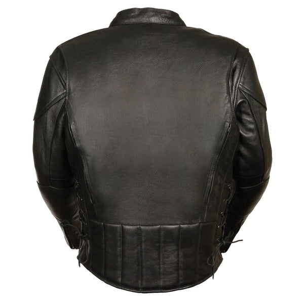 Men’s Black Side Lace Vented Scooter Jacket-Tall