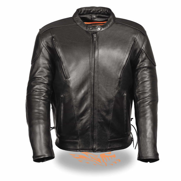 Men’s Black Side Lace Vented Scooter Jacket-Tall