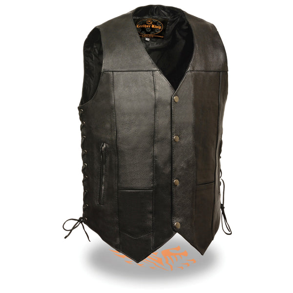 Men’s Black 10 Pocket Side Lace Vest – Tall