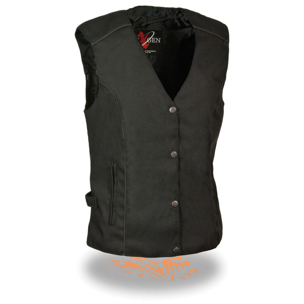 Women’s Textile Snap Front Vest w/ Wing Embroidery