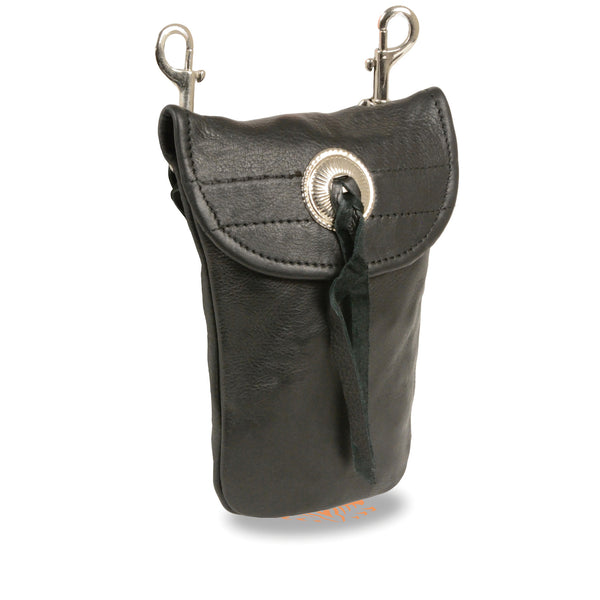 Leather Belt Bag w/ Concho & Double Clasps