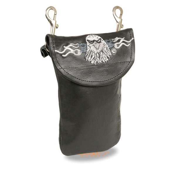 Leather Belt Bag w/ Eagle Head & Double Clasps