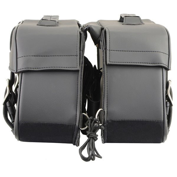 Black Zip-Off Medium Double Strap PVC Throw Over Saddle Bag