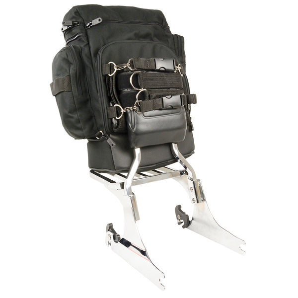 Large Retractable Nylon Sissy Bar Bag w/ Luggage Handle