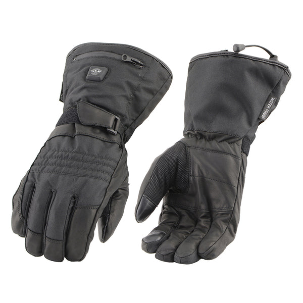 Men’s Heated Textile & Leather Combo Gantlet Glove w/ I-Touch Fingers