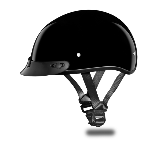 Daytona Skull Cap - Hi-Gloss Black - With Visor
