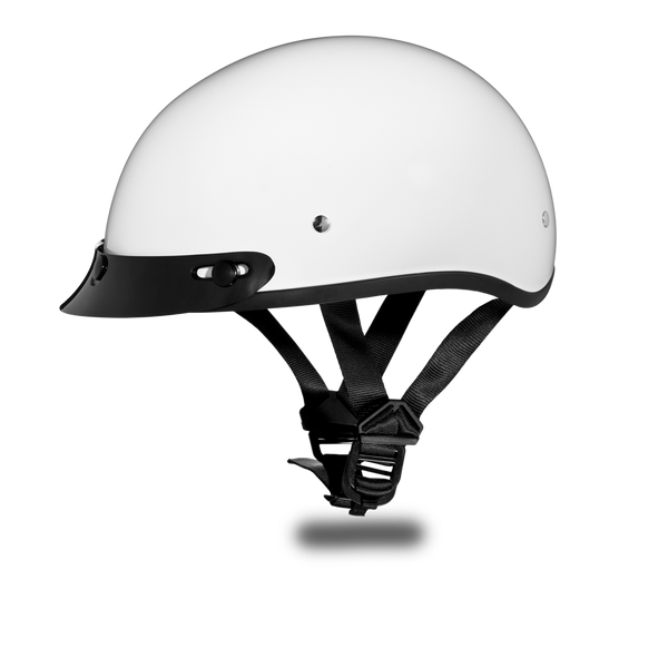 Daytona Skull Cap - Hi-Gloss White - With Visor