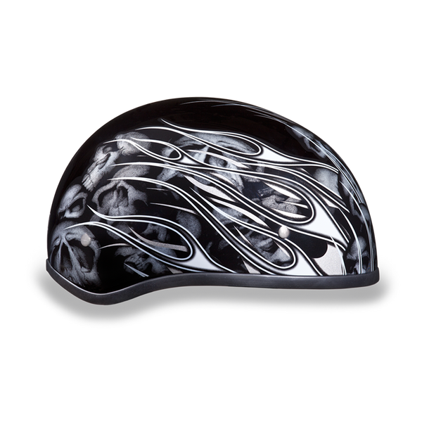 Daytona 1/2 Shell Hemlet - Multi Skull Flames Silver