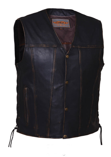 Mens Colorado Brown Leather Concealed Carry Vest
